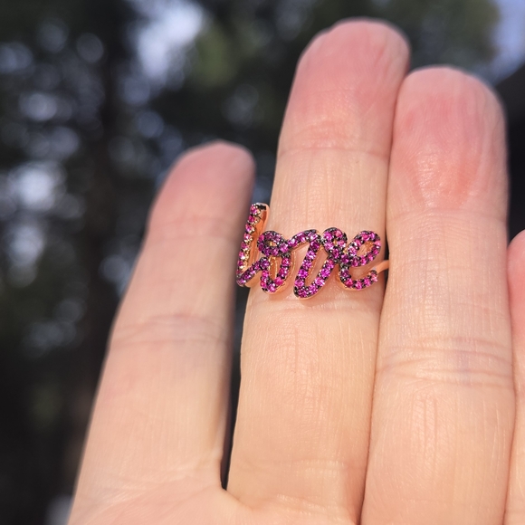 Kharma Collection by Avelon Jewelry - Ruby Sterling & Rose Gold LOVE Ring Sz6